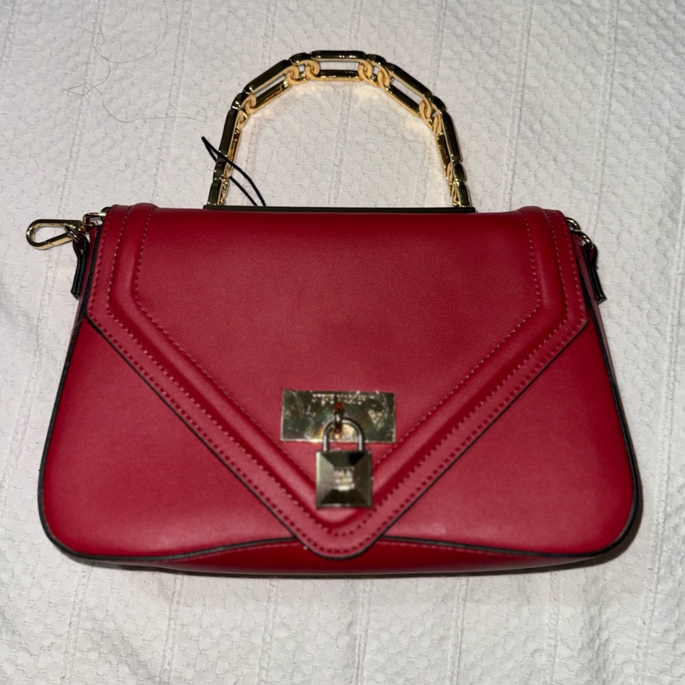 Steve Madden Red Satchel with Gold Hardware